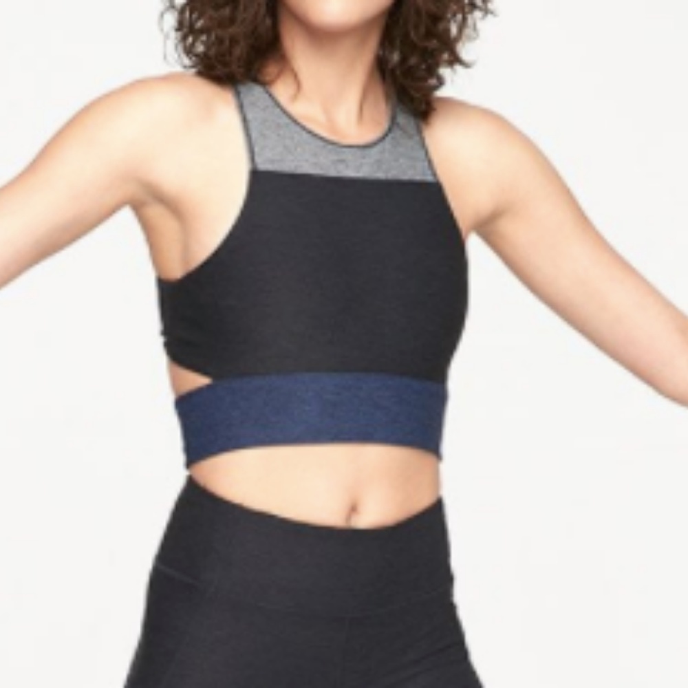 Outdoor Voices Tri-tone Slashback Crop Sports Bra